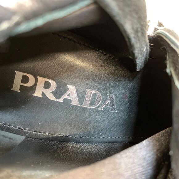 PRADA Black Italian Suede Leather High Heel Ankle Boots Square Toe EU 38.5 7.5 - Picture 13 of 13